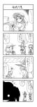  4koma alice_margatroid comic gloves glowing glowing_eyes glowing_smile goggles highres kawashiro_nitori kirisame_marisa monochrome nichori sora_no_amagumo touhou translated wrench 