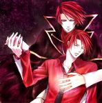  cape dual_persona holding_hands jacket kaoru necktie red_hair time_paradox umineko_no_naku_koro_ni ushiromiya_battler 