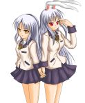  2girls angel_beats! dual_persona parody red_eyes school_uniform tachibana_kanade touhou 