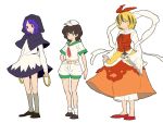  black_hair blonde_hair green_eyes hand_on_hip hat hood jeweled_pagoda kneehighs kumoi_ichirin lantern matsutani murasa_minamitsu purple_eyes purple_hair sailor sailor_collar sailor_hat sailor_suit shawl shorts socks tiger_stripes toramaru_shou touhou violet_eyes 