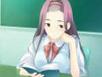  book classroom headband kirimiya_mizuki purple_hair reading violet_eyes yume_miru_kusuri 