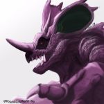  claws fangs glowing glowing_eyes horns kompepperochu lowres male nidoking no_humans pokemon pokemon_(creature) realistic simple_background solo white_background 