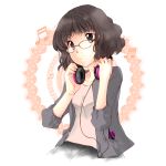  black_hair casual glasses headphones k-clover4 music original shizaki_asuka short_hair solo 