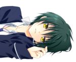  angel_beats! green_hair kawaji lying male naoi_ayato short_hair solo yellow_eyes 