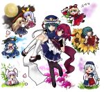  :&lt; =_= alternate_hairstyle anger_vein animal_ears ascot bamboo bunny_ears carrying chibi flower food fruit green_hair hat highres hinanawi_tenshi jing_hu jug kazami_yuuka kiyoshi_mizuumi_+ lily_of_the_valley medicine_melancholy moon onozuka_komachi pantyhose peach plaid plaid_skirt plaid_vest princess_carry red_eyes reisen_udongein_inaba shikieiki_yamaxanadu short_hair skirt skirt_set spider_lily su-san sunflower sweatdrop touhou unmoving_pattern watatsuki_no_toyohime watatsuki_no_yorihime yagokoro_eirin 