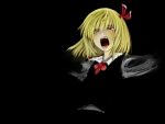  bow cervus fang hair_bow hair_ribbon open_mouth outstretched_arms red_eyes ribbon rumia spread_arms touhou 