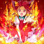  alternate_color alternate_element barefoot bow cirno fiery_wings fire hair_bow red_eyes red_hair redhead reri short_hair tears touhou wings 