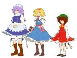  animal_ears blonde_hair bloomers blue_eyes book boots brown_eyes brown_hair cat_ears cat_tail chen earrings hairband hat jewelry knee_boots letty_whiterock matsutani multiple_tails purple_eyes purple_hair ribbon short_hair tail touhou violet_eyes 