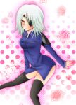  07070815 blush eyepatch female final_fantasy final_fantasy_viii fujin grey_hair pink_eyes short_hair solo thigh-highs 