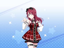 aqua_eyes bang_dream! dress long_hair red_hair udagawa_tomoe wink