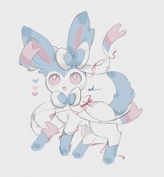 alternate_color blush commentary_request full_body gur1 heart highres no_humans open_mouth pink_eyes pokemon pokemon_(creature) pokemon_focus shiny_pokemon simple_background solo sweat sylveon white_background 