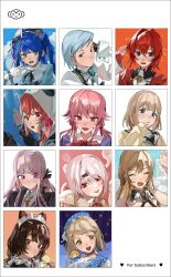  absurdres ace_attorney amamiya_kokoro amamiya_kokoro_(1st_costume) ange_katrina ange_katrina_(1st_costume) animal_ears animal_hair_ornament animal_hood animal_on_shoulder blonde_hair blood blood_on_face blue_eyes blue_hair blue_hat brown_hair character_request column_lineup commentary copyright_request dog_ears flying_sweatdrops followers_favorite_challenge franziska_von_karma furen_e_lustario gasai_yuno gonzalez_(machita_chima) grid_lineup hat heterochromia highres hood inui_toko inui_toko_(1st_costume) machita_chima machita_chima_(sailor_dress) maid_headdress mirai_nikki multiple_drawing_challenge nijisanji panda_hood pink_hair red_eyes red_hair rippoutai_fuusen sasaki_saku sasaki_saku_(1st_costume) shiina_yuika shiina_yuika_(1st_costume) untranslatable_commentary violet_eyes virtual_youtuber white_headdress yellow_eyes 