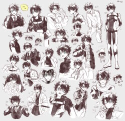  1boy absurdres alternate_costume artist_name atlas_academy_uniform blue_eyes blush bodysuit borrowed_clothes chaldea_logo character_doll chibi command_spell commentary cropped_legs cropped_torso crossdressing crossdressing_(mtf) dated doll double_v expressionless fate/grand_order fate_(series) finger_to_mouth fujimaru_ritsuka_(male) fujimaru_ritsuka_(male)_(chaldea_combat_uniform) fujimaru_ritsuka_(male)_(decisive_battle_chaldea_uniform) fujimaru_ritsuka_(male)_(mage's_association_uniform) fujimaru_ritsuka_(male)_(polar_chaldea_uniform) fujimaru_ritsuka_(male)_(summer_street) fujimaru_ritsuka_(male)_(teal_uniform) fujimaru_ritsuka_(male)_(tonttu) fujimaru_ritsuka_(male)_(true_ether_chaldea_uniform) full_body gloves hand_on_hilt head_only heart heart_frame highres jacket jacket_on_shoulders lapels long_hair long_sleeves looking_ahead looking_at_viewer male_focus multiple_expressions multiple_views necktie notched_lapels official_alternate_costume one_eye_closed paw_pose pom_pom_(cheerleading) pout profile scarf sheath sheathed short_hair shorts smile sparkle sparkling_aura spoken_heart surprised sweatdrop twintails twitter_username v yawning yubunari 