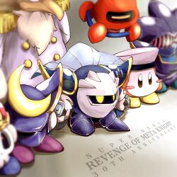  anniversary armor axe_kick axe_knight_(kirby) blush_stickers buttons captain_vul commentary_request double-breasted epaulettes gloves hat highres javelin_knight kirby_(series) kirby_super_star mace_knight mask meta_knight pauldrons sailor_hat sailor_waddle_dee shihy1oq0aqltwv shoulder_armor trident_knight white_gloves yellow_eyes 