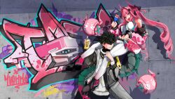  1girl arknights arknights:_endfield commentary endministrator_(arknights) english_commentary graffiti highres male_endministrator_(arknights) skyfrosters solo tagme yvonne_(arknights) 