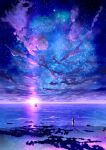  1girl artist_name banned_artist beach boat clouds highres horizon midori_foo original scenery sky star_(sky) starry_sky watercraft 