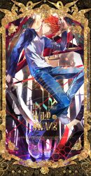  1boy card commentary_request commission eeju emiya_shirou fate/stay_night fate_(series) field_of_blades highres incantation kanshou_&amp;_bakuya_(fate) magic_circuit male_focus multiple_swords multiple_weapons planted planted_sword red_hair solo sword tarot tarot_card too_many_weapons unlimited_blade_works_(reality_marble) weapon 