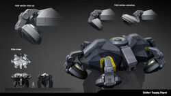  3d caldari_state_(eve_online) commentary concept_art dust_514 english_commentary english_text eve_online gradient_background grey_background grey_theme highres machine official_art realistic science_fiction 