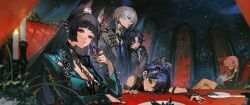 alternate_costume animal_ears asaba_harumasa belle_(zenless_zone_zero) fox_ears gothic hoshimi_miyabi long_hair multiple_boys multiple_girls short_hair tsukishiro_yanagi wise_(zenless_zone_zero) zenless_zone_zero