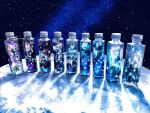  blue_theme commentary_request constellation glass_bottle no_humans original rope scenery space star_(sky) still_life yasuta_kaii32i 