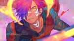  1boy 91007 armor closed_mouth fire_emblem fire_emblem:_three_houses fire_emblem_warriors:_three_hopes hair_over_one_eye highres holding looking_at_viewer male_focus medium_hair purple_hair shez_(fire_emblem) shez_(fire_emblem)_(male) short_hair simple_background weapon yellow_eyes 
