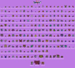  armor bad_apple_(dragon_quest) character_request colored_skin commentary_request copyright_name crown cyclops dragon dragon_quest dragon_quest_v dual_wielding golem green_skin hat highres holding holding_polearm holding_staff holding_sword holding_weapon holding_whip jewelry mimic mimic_chest monster necklace nimzo one-eyed open_mouth pixel_art polearm purple_background rotten_apple_(dragon_quest) shield slime_(creature) slime_(dragon_quest) staff sword translation_request vyzf2743 weapon whip 