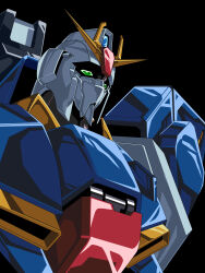  1980s_(style) 1990s_(style) absurdres aeug commentary_request faux_retro_artstyle glint green_eyes gundam highres kds_(0049) mecha mecha_focus mobile_suit no_humans retro_artstyle robot science_fiction space v-fin zeta_gundam zeta_gundam_(mobile_suit) 
