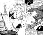 1girl absurdres american_flag american_flag_bikini bald_eagle battle_rifle bb_(baalbuddy) beer_can bikini bird breasts bucket bucket_of_chicken budweiser burger can cigarette coca-cola dog_tags eagle english_commentary flag_print food fried_chicken greyscale grill grilling gun highres hot_dog iowa_(kancolle) jewelry kantai_collection kfc large_breasts long_hair m14 m249 machine_gun monochrome navel necklace propane_tank rifle smoking soda_bottle solo star-shaped_pupils star_(symbol) statue_of_liberty stomach swimsuit symbol-shaped_pupils weapon 