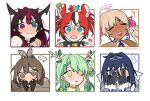 ... 6+girls animal_ears black_gloves blue_hair blue_nails blush brown_gloves brown_hair ceres_fauna collar covering_face earrings embarrassed emne feather_hair_ornament feathers gloves green_hair hair_ornament hakos_baelz heterochromia highres hololive hololive_english horns irys_(hololive) jewelry mouse_ears mr._squeaks_(hakos_baelz) multiple_girls nanashi_mumei ouro_kronii purple_hair redhead sharp_teeth spiked_collar spikes sweat teeth tsukumo_sana virtual_youtuber 