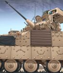  absurdres blue_sky commentary_request day english_commentary english_text ground_vehicle highres m2_bradley mikeran_(mikelan) military military_vehicle mixed-language_commentary motor_vehicle mountainous_horizon no_humans original outdoors sky tank tank_focus vehicle_focus 