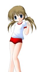  bad_link blue_eyes brown_hair highres milky_season morishita_urumi shirt sportswear t-shirt 