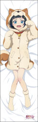  1girl absurdres animal_collar animal_costume animal_ears artist_request black_hair blue_eyes blunt_bangs collar copyright_name dakimakura_(medium) dog_ears fake_animal_ears fake_tail hair_ornament hairclip highres looking_at_viewer open_mouth pajamas shinonome_akira short_hair shuumatsu_train_doko_e_iku? tagme tail 