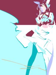  1girl animal_ears character_request dress echoo floating_clothes highres horse_ears horse_girl monochrome_background no_eyes short_hair solo standing umamusume 