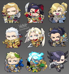  6+girls adeptus_astartes angel_wings animal_skull animal_skull_ornament armor artist_name bird_skull bird_skull_ornament black_hair blonde_hair blood_angels chainsword claw_(weapon) corvus_corax_(warhammer) dark-skinned_female dark_angels dark_skin fangs feathered_wings ferrus_manus fiery_hair genderswap genderswap_(mtf) glowing glowing_eyes gold gradient_background hair_over_one_eye hammer holding holding_hammer holding_polearm holding_sword holding_weapon imperial_fists iron_hands_(warhammer) jaghatai_khan laurel_crown leman_russ lightning_claw lion_el'jonson looking_at_viewer looking_to_the_side metal_wings multiple_girls one_eye_closed open_mouth outstretched_hand over_shoulder planted planted_sword polearm power_armor primarch raven_guard roboute_guilliman rogal_dorn roman_numeral ryuusei_(mark_ii) salamanders_(warhammer) sanguinius scar scar_on_face shoulder_cannon siblings sisters skull skull_ornament smile space_wolves sword sword_over_shoulder ultramarines vulkan war_hammer warhammer_40k weapon weapon_over_shoulder white_hair white_scars wings 