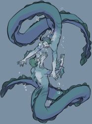  2boys air_bubble arm_fins arms_up blue_background blue_hair blue_skin brothers bubble chuu_ni closed_eyes colored_skin commentary_request eel_boy fins floyd_leech floyd_leech_(eel) full_body head_fins jade_leech jade_leech_(eel) male_focus monster_boy multicolored_eyes multicolored_hair multiple_boys open_mouth outstretched_arms siblings simple_background smile streaked_hair triangle_mouth twins twisted_wonderland webbed_hands 