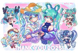  2025 6+girls aqua_eyes aqua_hair aqua_nails arm_up blue_eyes blue_jacket blush bow braid braided_hair_rings breasts brown_hat closed_eyes closed_mouth commentary_request cowboy_shot double-parted_bangs dress fingerless_gloves fingernails flower gloves goodsmile_company goodsmile_racing hair_between_eyes hair_ornament hair_rings hat hat_bow hat_flower hat_ornament hatsune_miku heart heart_hands heart_hands_duo highres jacket leaf_hat_ornament long_hair long_sleeves looking_at_viewer magical_mirai_(vocaloid) magical_mirai_miku magical_mirai_miku_(2025) magical_mirai_miku_(2026) medium_breasts miku_day multiple_girls multiple_persona nail_polish official_alternate_costume official_alternate_hairstyle open_mouth racing_miku racing_miku_(2025) racing_miku_(2026) shirt simple_background sleeveless sleeveless_dress sleeveless_shirt smile solo star_(symbol) star_hair_ornament tinyu_0726 twintails twitter_username upper_body very_long_hair vocaloid white_bow white_dress white_gloves white_shirt yuki_miku yuki_miku_(2025) yuki_miku_(2026) 
