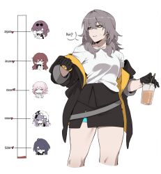  6+girls :3 absurdres acheron_(honkai:_star_rail) ahoge alcohol arm_support belt black_flower black_gloves black_jacket black_skirt black_swan_(honkai:_star_rail) breasts bright_pupils buttons closed_eyes closed_mouth clothes_around_waist collarbone collared_shirt cowboy_shot cup disposable_cup dress drink drinking_glass drinking_straw eating english_commentary english_text eyewear_on_head fingerless_gloves flower flower_ornament food four-finger_heart_hands fruit gloves grey_belt grey_hair hair_between_eyes hair_over_one_eye hand_on_own_chin hands_on_own_hips hands_up heart heart_hands highres himeko_(honkai:_star_rail) holding holding_cup holding_food holding_fruit honkai:_star_rail honkai_(series) jacket kafka_(honkai:_star_rail) kiss_meter_(meme) large_breasts long_hair long_sleeves looking_at_food looking_at_viewer looking_down looking_to_the_side low_ponytail march_7th_(honkai:_star_rail) march_7th_(preservation)_(honkai:_star_rail) masoq meme miniskirt multiple_girls one_eye_closed open_clothes open_jacket pale_skin peach pink_hair ponytail puffy_long_sleeves puffy_sleeves purple_hair red_hair round_eyewear shirt short_hair sidelocks simple_background single_bare_shoulder skirt sleeveless sleeveless_dress smile solo_focus speech_bubble standing stelle_(honkai:_star_rail) sunglasses sweatdrop t-shirt teeth thigh_strap tied_jacket trailblazer_(honkai:_star_rail) two-sided_fabric two-sided_jacket upper_body veil violet_eyes wavy_hair white_background white_dress white_pupils white_shirt white_veil wine wine_glass yellow_eyes yellow_jacket yuri 