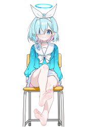  absurdres arona_(blue_archive) blue_archive blue_halo blue_shirt bow_hairband braid chinese_commentary choker colored_inner_hair commentary_request hair_over_one_eye hairband halo highres multicolored_hair neckerchief sailor_collar shirt single_braid white_choker white_hairband white_neckerchief white_sailor_collar xingyun_fankic 