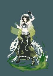  absurdres breasts flower flower_on_chest hair_flower hair_ornament halo highres holding holding_stylus medium_breasts ribs sei_(seiyunii) seiyunii skeletal_arm skeleton_print stylus under_boob veil veins wolf_cut 