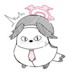  <|>_<|> ^^^ animalization beret bird black_hat black_wings blue_archive blush commentary_request embarrassed full_body halo hat head_wings highres kaorun_(momiji_hourensou) koharu_(blue_archive) long-tailed_tit looking_at_viewer necktie no_humans nose_blush partial_commentary pink_halo pink_necktie simple_background sketch sweatdrop tit_(bird) white_background winged_halo wings 