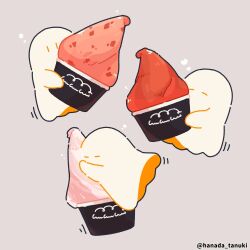  artist_name commentary_request cup disposable_cup disposable_ice_cream_cup floating food gelato ghost grey_background hanada_tanuki holding holding_cup ice_cream no_humans original sheet_ghost simple_background 