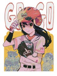  2girls 4boys absurdres aged_down aubrey_(faraway)_(omori) aubrey_(omori) bandaid bandaid_on_arm baseball_mitt baseball_uniform basil_(faraway)_(omori) basil_(omori) belt black_eyes black_hair blush bright_pupils camera closed_mouth hero_(faraway)_(omori) hero_(omori) highres holding holding_camera kel_(faraway)_(omori) kel_(omori) long_hair looking_at_viewer mari_(faraway)_(omori) mari_(omori) mewo milkymilkyshark multiple_boys multiple_girls omori shirt short_hair short_sleeves smile sportswear sunny_(omori) white_pupils white_shirt 