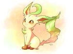  :3 blush brown_eyes closed_mouth commentary_request dated full_body highres leafeon looking_up no_humans okoge_(simokaji) pokemon pokemon_(creature) signature sitting smile solo 