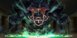  1boy absurdres ankh arm_up aura card chain clenched_hands colored_sclera colored_skin duel_monster energy exodia_necross exodia_the_forbidden_one facial_mark floating floating_card forehead_mark glowing glowing_eye glowing_eyes highres jacket magic_circle red_eyes spiky_hair standing summoning thomas_pak yami_yugi yu-gi-oh! yu-gi-oh!_duel_monsters 