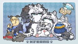  >_< :< ahoge animal_ear_fluff animal_ears animalization annoyed argyle_background arknights aurora_(arknights) black_coat blonde_hair blue_background blue_eyes border chibi cliffheart_(arknights) closed_eyes closed_mouth coat commentary courier_(arknights) cow_ears deer_ears degenbrecher_(arknights) dog-san english_commentary glasses goat_ears goat_horns gradient_background green_eyes grey_border hair_over_one_eye hat highres horns kjera_(arknights) long_hair matterhorn_(arknights) one_eye_closed open_mouth pramanix_(arknights) purple_background red_scarf scarf short_hair signature silverash_(arknights) smile snow_hunter_(arknights) tiara white_hat yellow_eyes |_| 