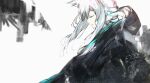 1girl absurdres animal_ears arknights black_cape cape cat_ears cat_girl closed_eyes from_side grey_hair highres hood hood_down hooded_cape l.v.c. long_hair parted_lips profile rosmontis_(arknights) sidelocks simple_background sketch solo white_background 