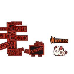 1girl arknights censored_(project_moon) chibi creature crossover dragon_bean_(arknights) eldritch_abomination lobotomy_corporation monster nian_(arknights) project_moon scared white_background zedchan 