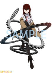  1girl anime_coloring arm_belt artist_request belt black_boots black_pantyhose black_shorts boots breast_pocket breasts brown_hair collared_shirt crossed_legs expressionless frown full_body gears hair_between_eyes hair_over_shoulder jacket jacket_partially_removed leather_belt looking_at_viewer lowres makise_kurisu necktie official_art pantyhose pantyhose_under_shorts pocket promotional_art purple_trim red_necktie sample_watermark science_adventure shirt shorts sitting small_breasts solo steins;gate violet_eyes watermark white_belt white_shirt 