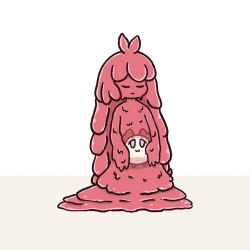  2girls :3 arknights chibi creature crossover dragon_bean_(arknights) lobotomy_corporation melting_love monster_girl multiple_girls nian_(arknights) project_moon slime_girl white_background zedchan 