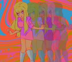  beehive_hairdo blonde_hair boots drag_queen dress eyeliner eyeshadow fingernails highres lips lipstick long_fingernails lottaiuv92 makeup procreate_(medium) real_life rupaul's_drag_race solo standing trixie_mattel 